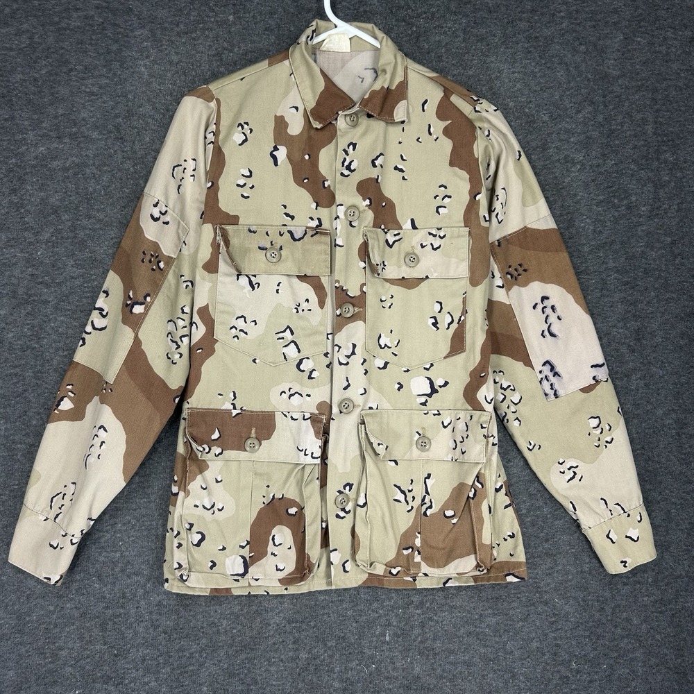 Vintage US Military Desert Chocolate Chip Camo Utility Shirt Mens S Made in USA
